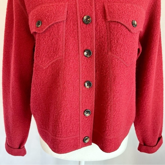 Jones New York Country Deep Red 100% Wool Button Carigan Sweater Jacket Medium - Picture 3 of 13